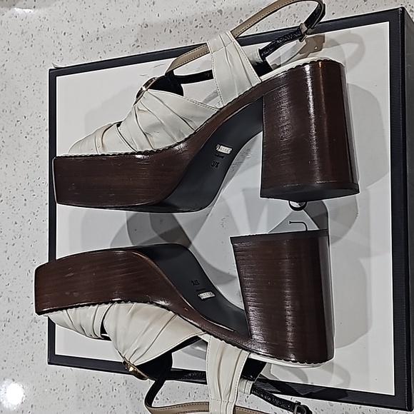 GUCCI NAPPA CHARLOTT DUSTY WHITE/ MUDD 37 1/2 PLATFORM SHOES. LIKE NEW - Picture 4 of 11